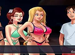 Summertime Saga cheerleaders indulge in a sensual 4some with horny redheads.