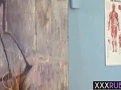 eve evans gives a sloppy blowjob to check if he's gay.