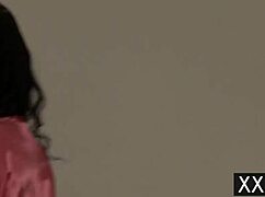 eve evans gives a sloppy blowjob to check if he's gay.