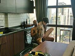 Teen Brazilian in one-on-one with big black cock Latino