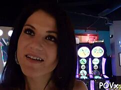 Bare teen 18+ beauties engage in rough fucking and blowjob in POV