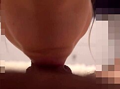 Teen babe notices my big cock throbbing as she swallows cum