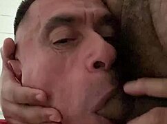 in slow motion, he gags on that hairy deepthroat