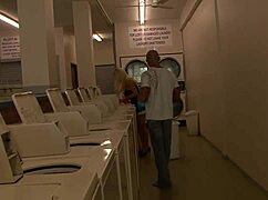 The meeting in the laundry room turns into a great fuck with cumshot and facial