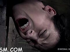 Extreme toys excite brunette babe in hardcore fetish. BDSM slave gets wild blowjob and masturbation.