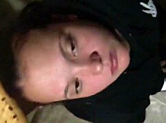 This gagging deepthroat leads to cumshot in eye.