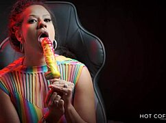 Sexy latina sucks huge dick lollipop and makes you cum with dirty talk!