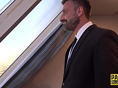 Hey, wanna see this submissive blonde jerk a hard dick?