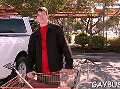 Blindfolded guy tricked by homo hunk for oral