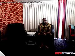 Chubby redhead rides that big black cock