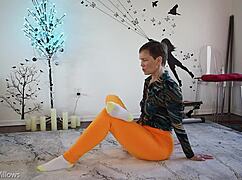 Yoga Lesson 345: Shaved Babe Guides With Small Tits and Big Ass