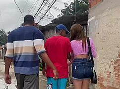 Latina teen offers pussy in public favela setting.