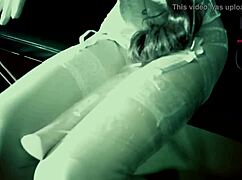 The masked doll gets bound in latex with condom control