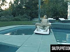 anastasia black rides her bf's dick by the pool