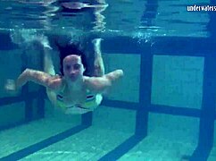 new teen 18+ enjoys bathing in bikini at beach underwater shower 😊