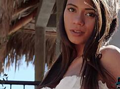 petite asian teen hannah le strips naked on a relaxing ranch for playboy shoot