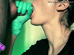 hot masked girl takes a full load right in her mouth