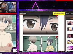 Uzaki-chan says, 'Check out my bald pussy and thick mommy breasts!'