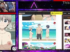 Uzaki-chan says, 'Check out my bald pussy and thick mommy breasts!'