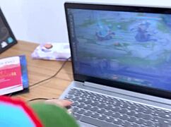 i squeezed the wet pussy of the curvy latina teen gamer while she played