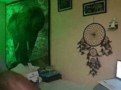 Ebony naejae fingers while watching lesbian porn.