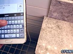 in a reality setting, a teen 18+ager gets bent over for doggystyle and cum dumped cfnm