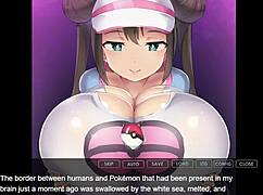 rosa pokemon dominates with footjob and handjob in femdom scene