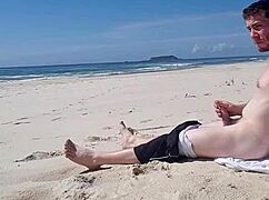Hey, check out this beach jerk-off session! 😎