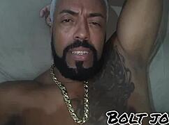 Tattooed guy does double penetration on blonde and brunette, making them squirt.