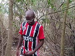 Chubby guys enjoying gay sex scene with horny muscular men in the woods