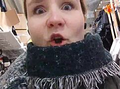 naughty hazel goes shopping outdoors with her natural tits exposed. she flashes in the public shop