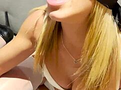 French blonde megane lopez subtly rims and rides masked lover