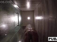 Sexy milf jezebelle bond casually films herself masturbating in the bath, showing big tits and ass.