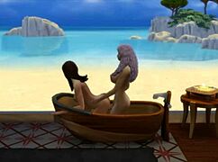 Seraphina chats with neighbor in Sims 4