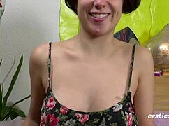 Natural Amateur Brunette Explores Her Hairy Bush with Toys