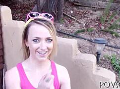 Teen gives nasty blowjob