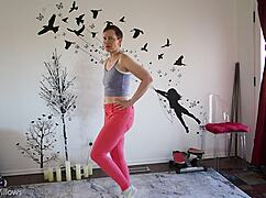 in this yoga lesson, the instructor guides the student through poses focusing on flexibility