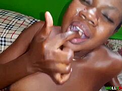 Ladygold takes on Krissyjoh's massive cock and swallows every drop