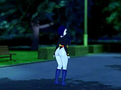 Raven with big thighs gives joi and facial in dark forest. teen titans gets wild outdoors.