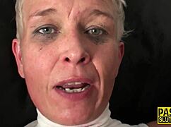 Mature woman deepthroats monster cock in stockings