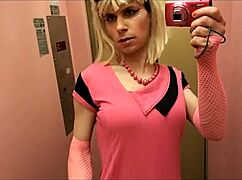 Ladyboy Masturbates In Elevator