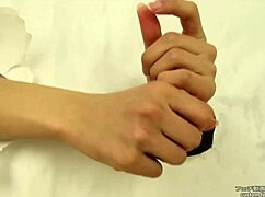 Asian hand crushes banana in messy fetish