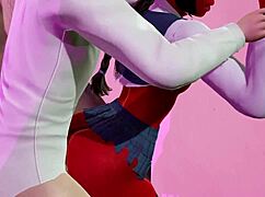 Meruccubus relaxes after studying with 3d hentai