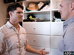 brock kniles n his gay in law devin franco sneak anal sex in the closet, kissing n ass to mouth