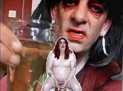 Bisexual sissy male naked, exposed, peeing and swallowing