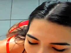 Latina Hottie in Red Lingerie Leads Steamy Webcam Orgy