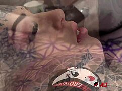 oops, sascha playin with amber luke during her tattoo sesh