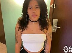 Girl experiments with tiny panties that don't cover her ass rubbing them on wet pussy