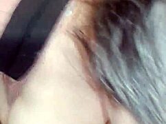 Huge tits girlfriend receives public cumshot