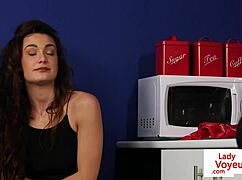 Cute Babe Spreads Legs In Kitchen For Jerk Off Instructions Under Femdom Humiliation